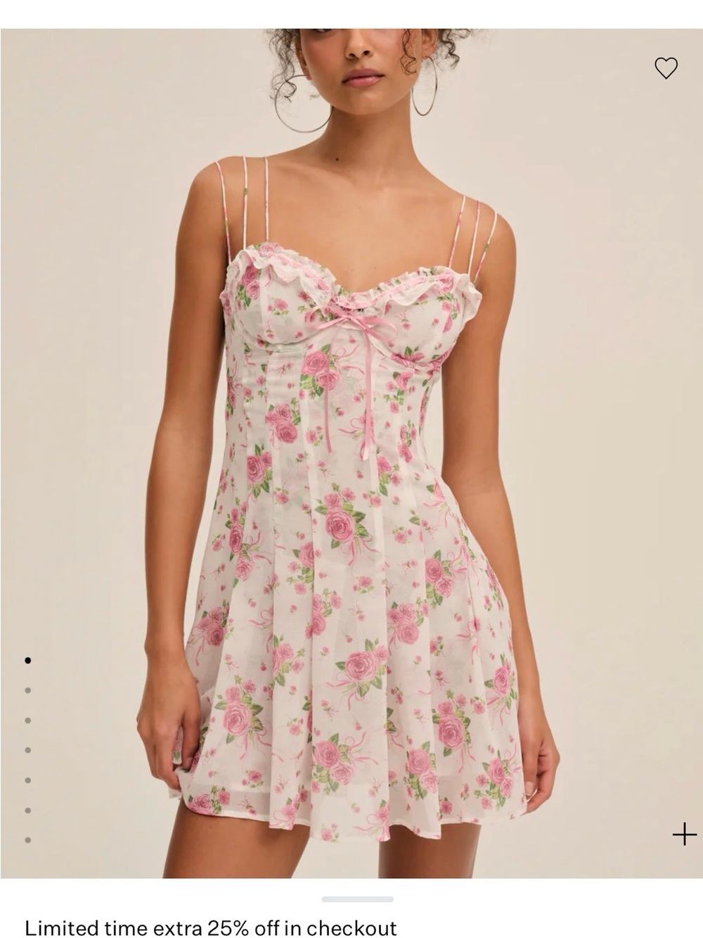 For Love And Lemons Pink Rose-Print Ruffle Mini Dress